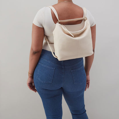 HOBO Emily Convertible Backpack In Pebbled Leather - Cream