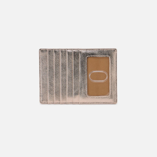 HOBO Euro Slide Card Case In Metallic Leather - Cameo Quartz