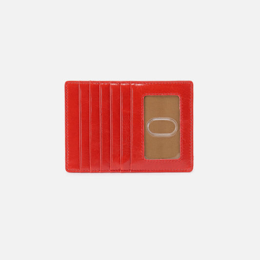 HOBO Euro Slide Card Case In Polished Leather - Grenadine
