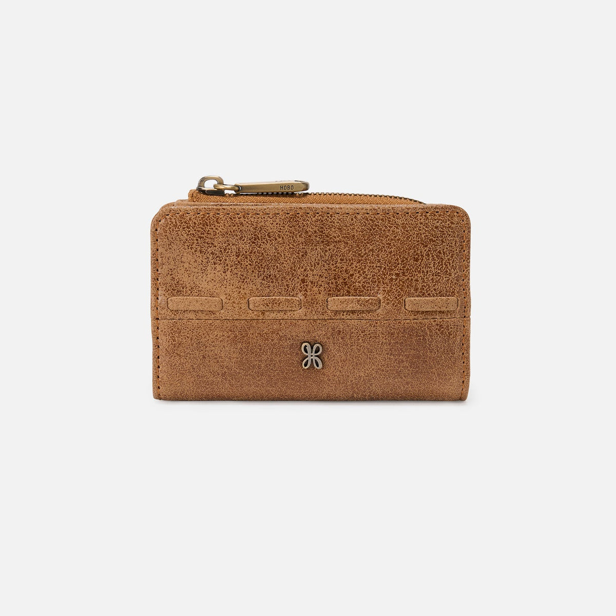 HOBO Jill Card Case In Buffed Leather - Whiskey