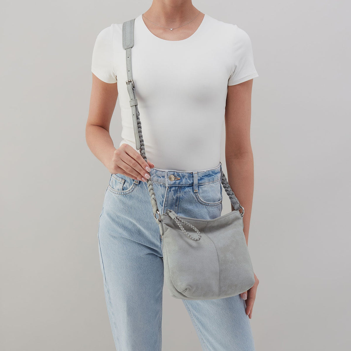 HOBO Lasso Medium Crossbody In Buffed Leather - Misty Harbor