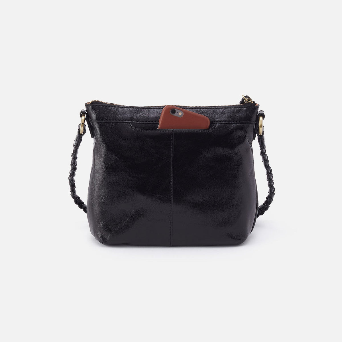 HOBO Lasso Medium Crossbody In Polished Leather - Black