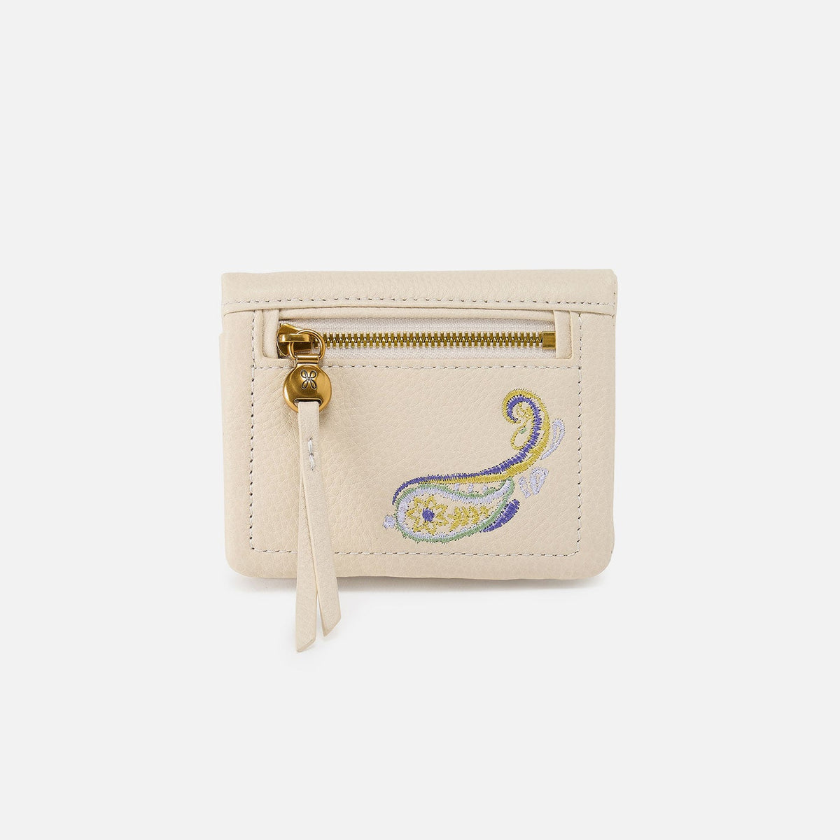 HOBO Lumen Mini Wallet In Pebbled Leather - Embroidered Birch