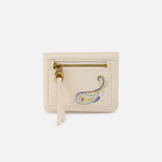 HOBO Lumen Mini Wallet In Pebbled Leather - Embroidered Birch