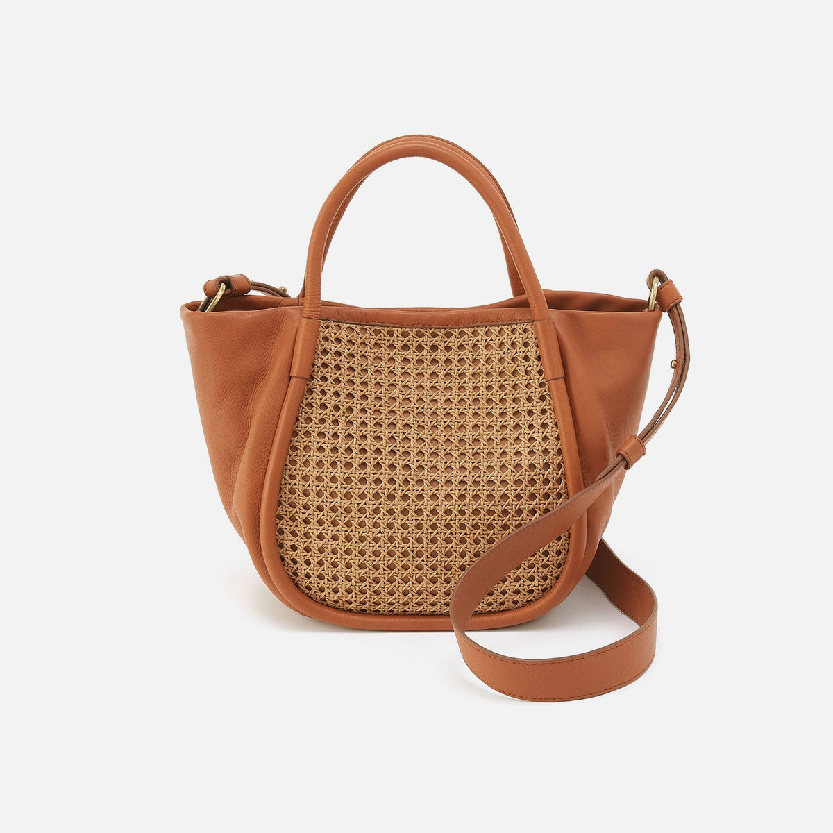 HOBO Margot Satchel In Pebbled Leather - Burnished Caramel Caning