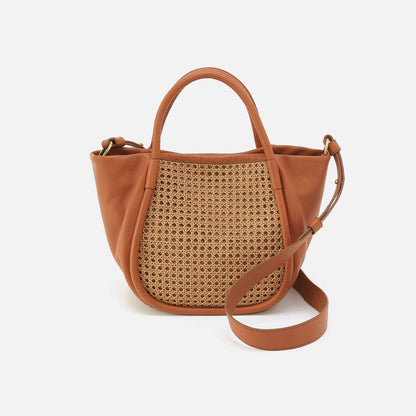 HOBO Margot Satchel In Pebbled Leather - Burnished Caramel Caning