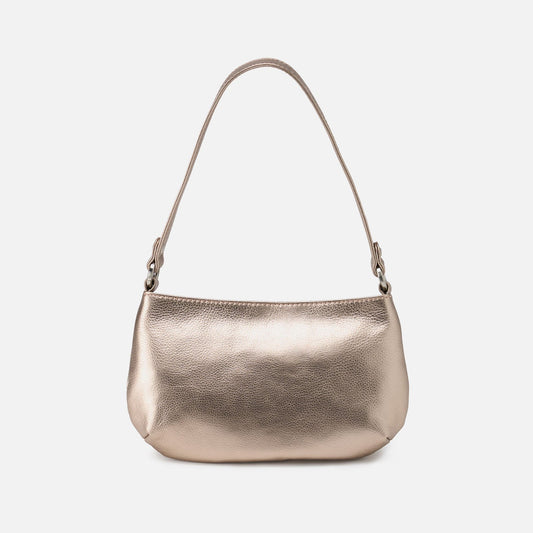 HOBO Pier Baguette In Metallic Leather - Cameo Quartz