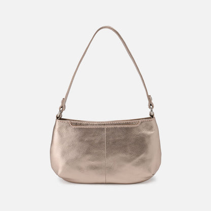 HOBO Pier Baguette In Metallic Leather - Cameo Quartz
