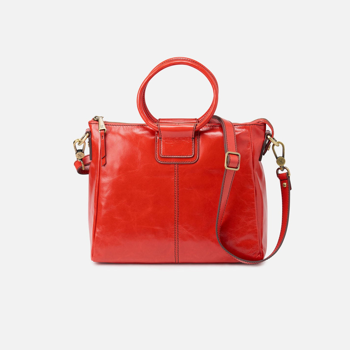 HOBO Sheila Medium Satchel In Polished Leather - Grenadine