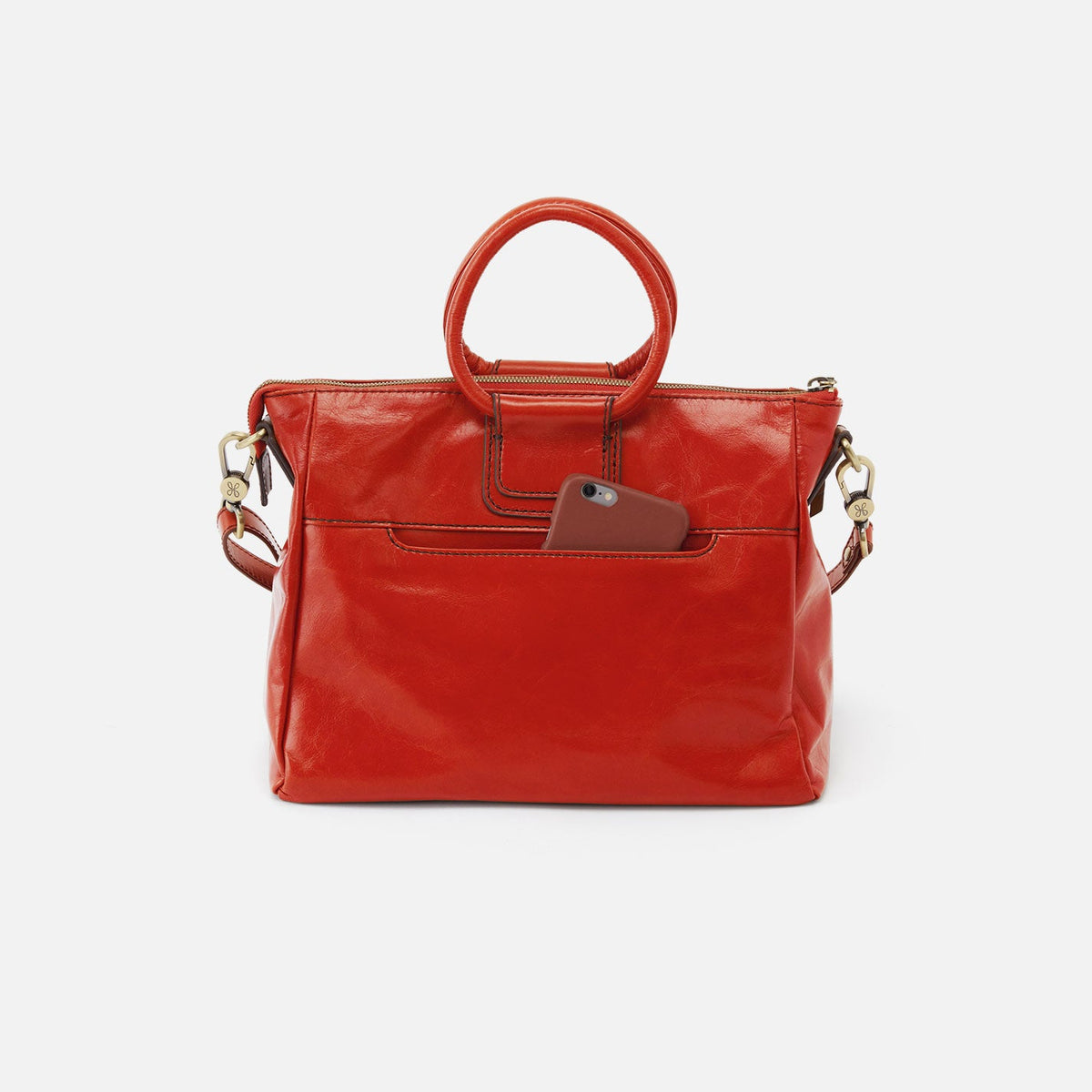 HOBO Sheila Medium Satchel In Polished Leather - Grenadine