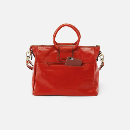 HOBO Sheila Medium Satchel In Polished Leather - Grenadine