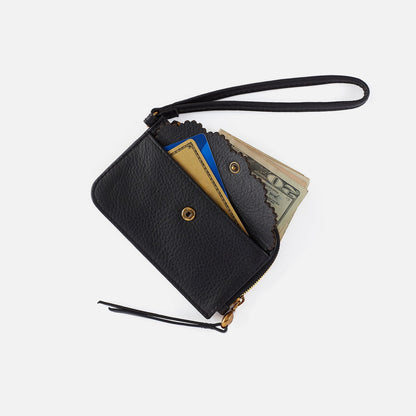 HOBO Tabby Card Wristlet In Metallic Leather - Cameo Quartz