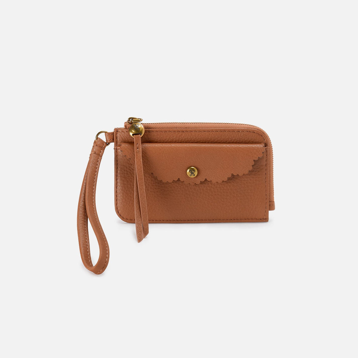 HOBO Tabby Card Wristlet In Pebbled Leather - Warm Honey