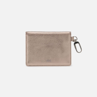 HOBO Tabby Flap Card Case In Metallic Leather - Cameo Quartz
