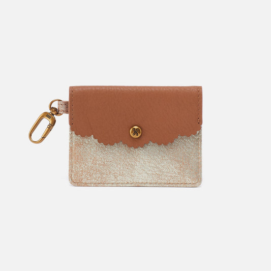 HOBO Tabby Flap Card Case In Metallic Leather - Saddle Stardust