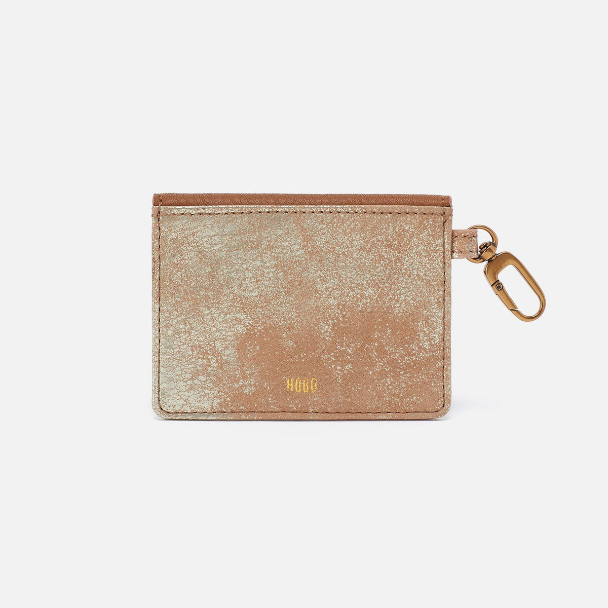 HOBO Tabby Flap Card Case In Metallic Leather - Saddle Stardust