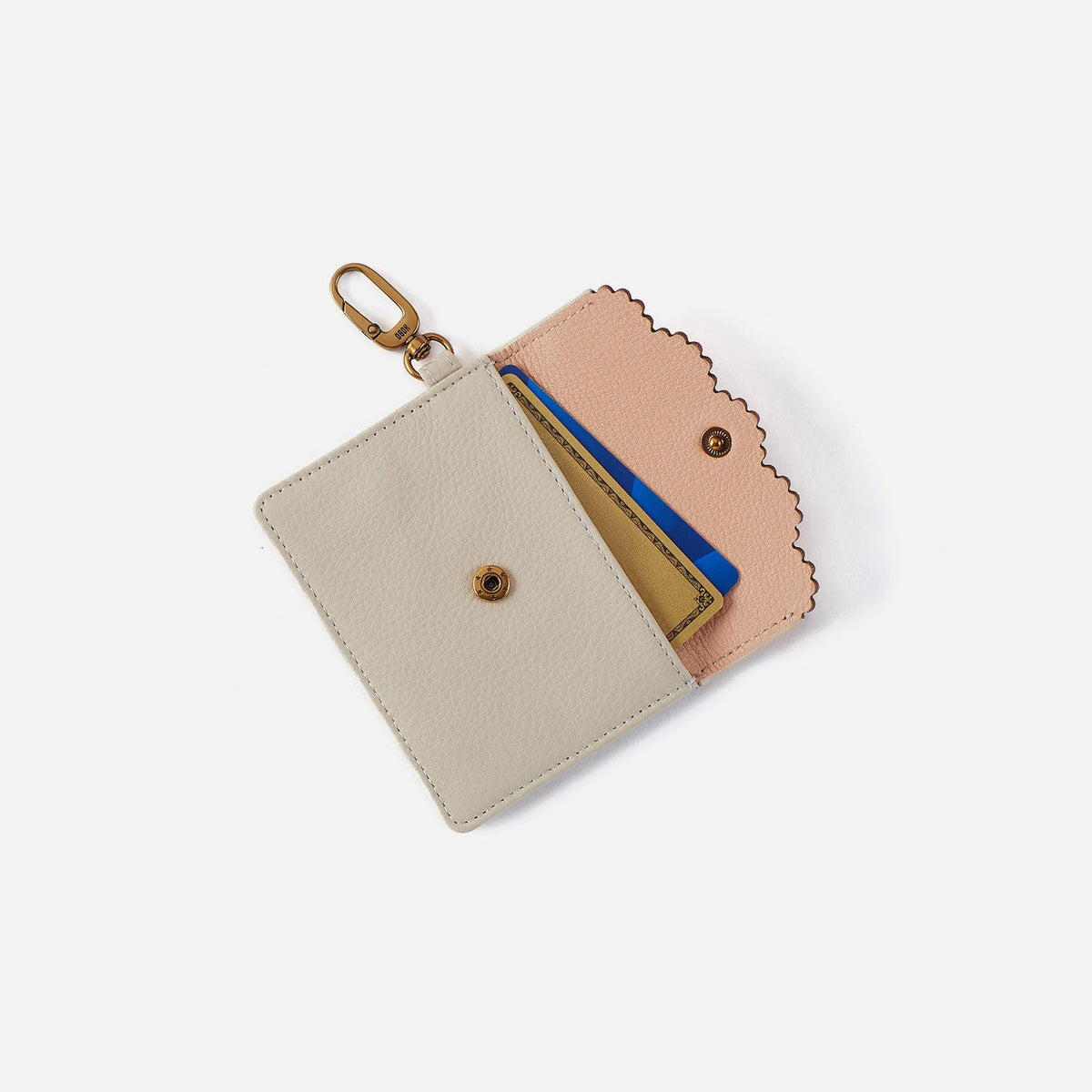 HOBO Tabby Flap Card Case In Pebbled Leather - Birch