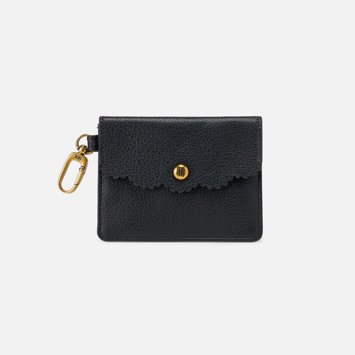 HOBO Tabby Flap Card Case In Pebbled Leather - Black