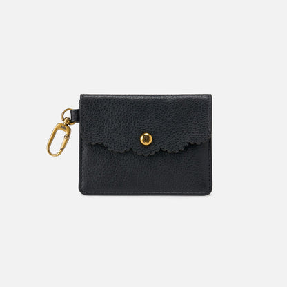HOBO Tabby Flap Card Case In Pebbled Leather - Black
