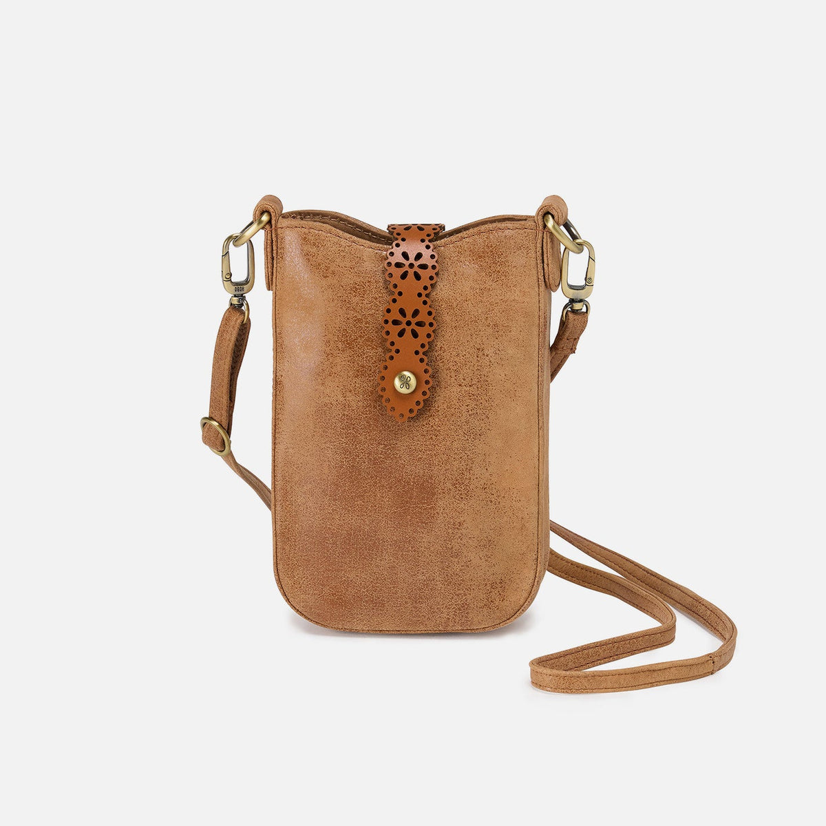 HOBO Tabby Phone Crossbody In Buffed Leather - Whiskey