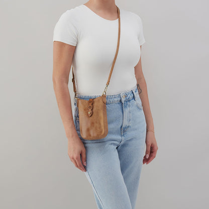 HOBO Tabby Phone Crossbody In Buffed Leather - Whiskey
