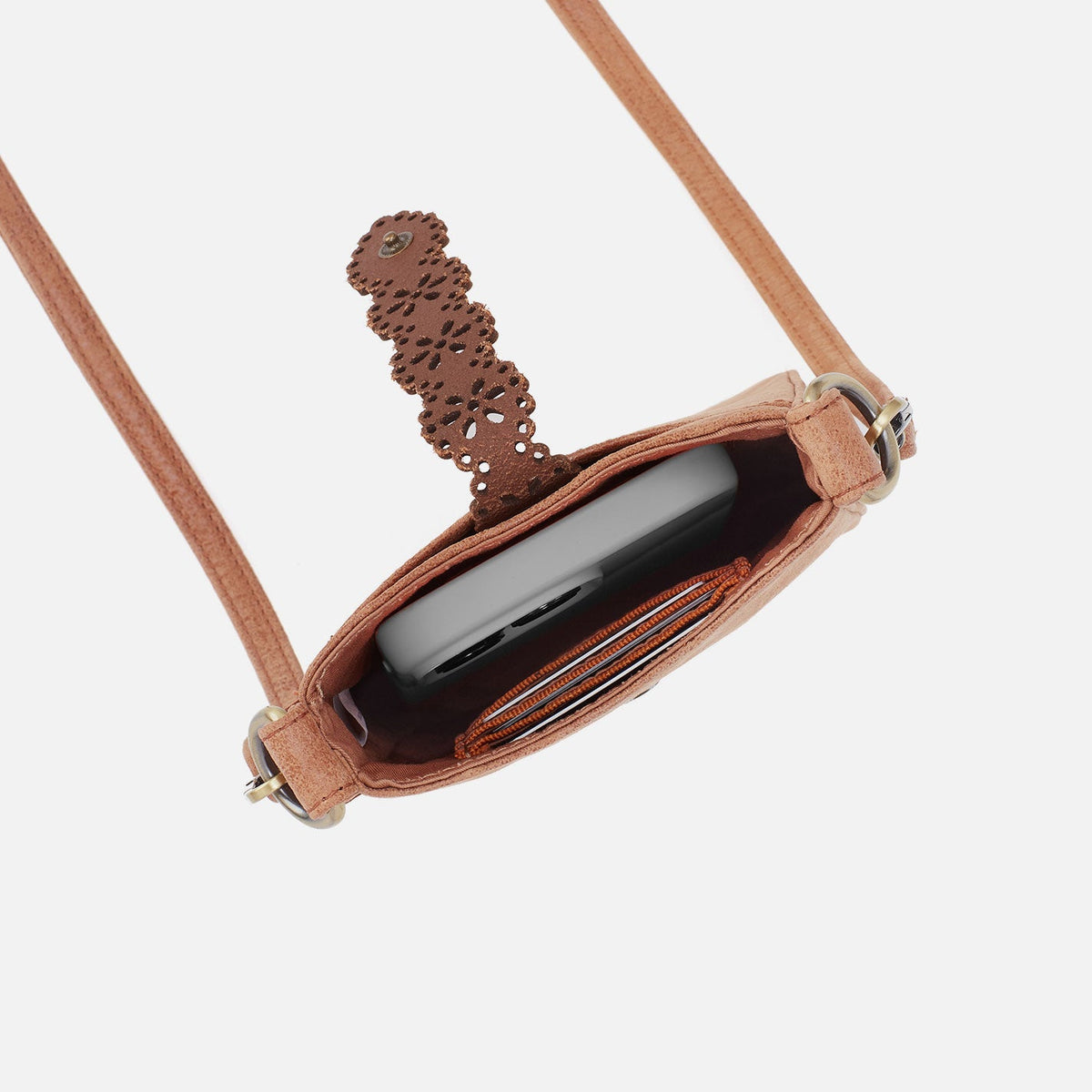 HOBO Tabby Phone Crossbody In Buffed Leather - Whiskey
