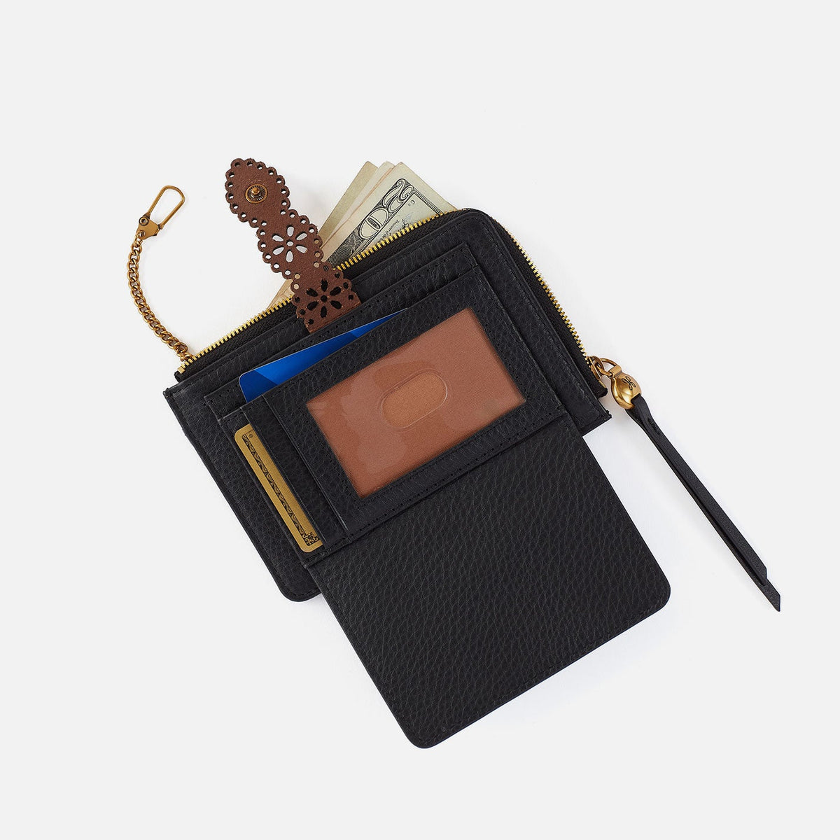 HOBO Tabby Zip Medium Wallet In Pebbled Leather - Black
